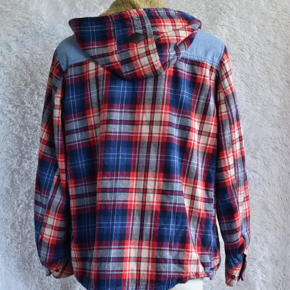 AFS Jeep Plaid Lined Shacket - Red Blue and Tan - Size XL - Picture 2 of 6